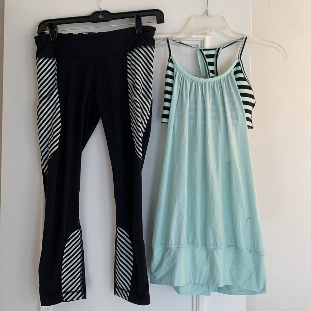 Lululemon set - crop pants, mint colored tank